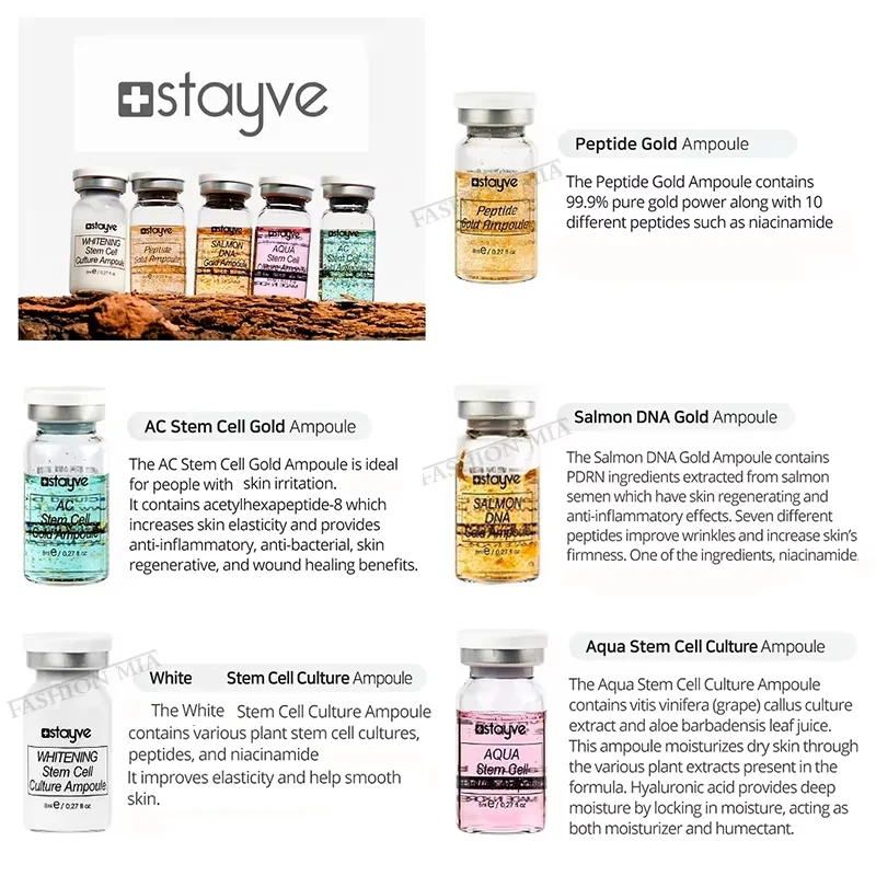 Korea Stayve Salmon DNA Gold Ampoule BB Cream Glow Serum Niacinamide/Peptide Foundation Serum Moisturize Kit Skin Care Beauty
