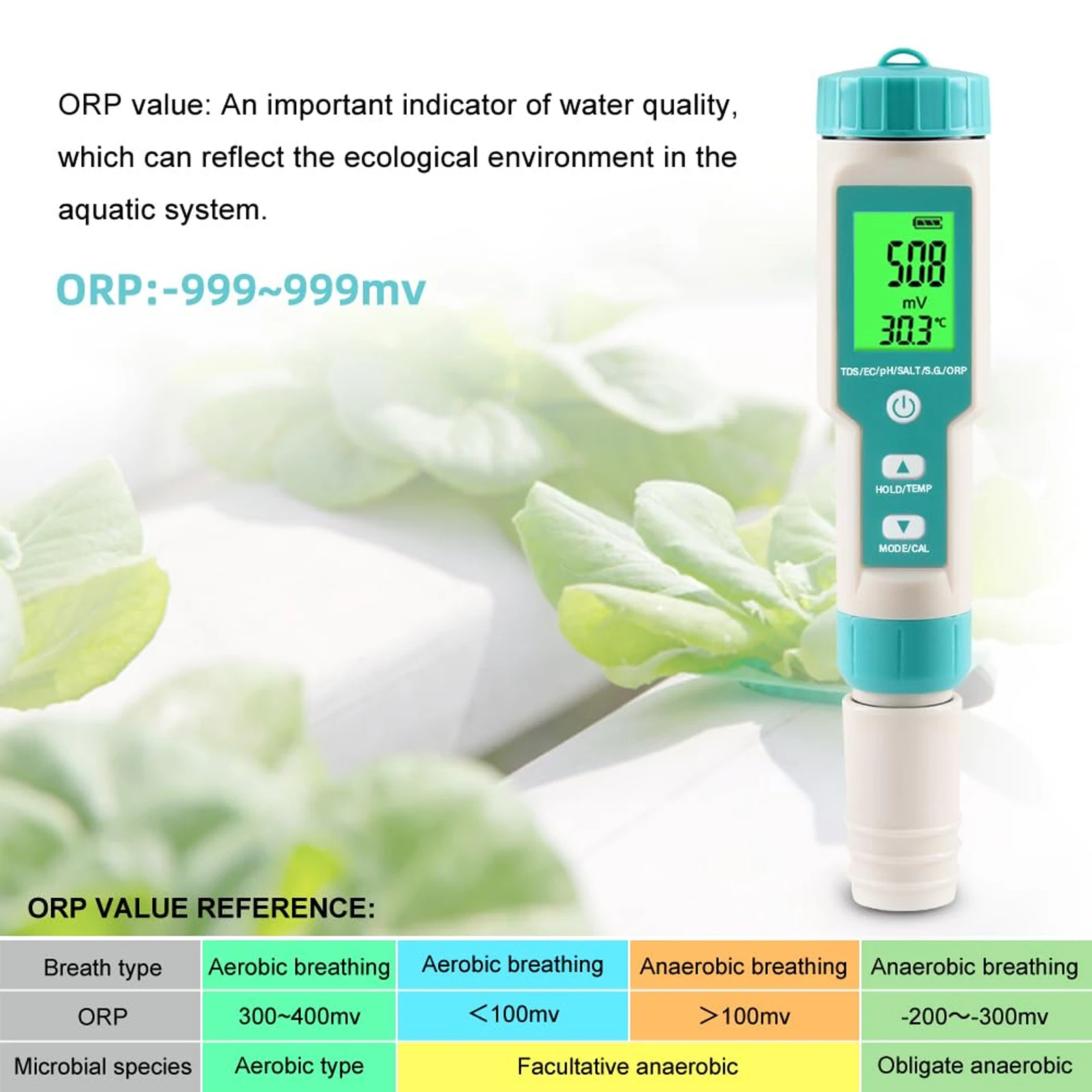 디지털 수질 감지기, 7 in 1 PH/TDS/EC/염분/S.G/ORP/온도 측정기, 다기능 수질 테스터 모니터, 수영장용