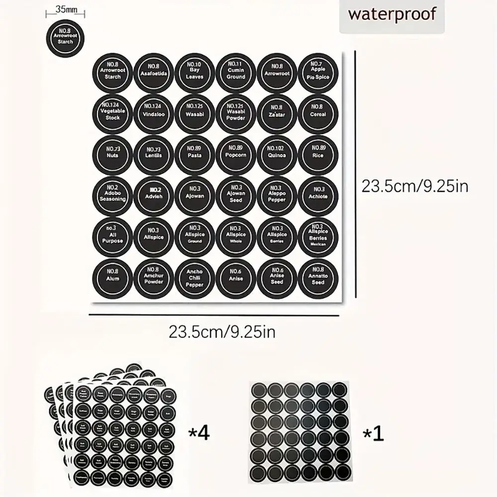 Label Stickers 5 Sheets 180Pcs/set Blackboard Chalkboard Spice Labels for Kitchen Storage Organizer Round Mason Jars
