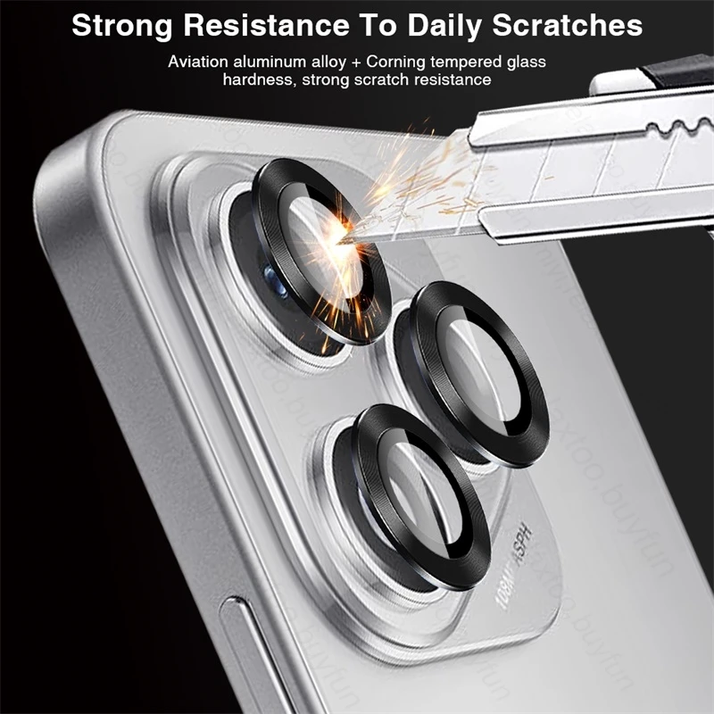 Aluminum Alloy Ring Camera Protector with HD Glass Lens Cover