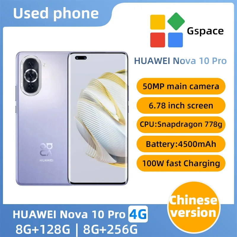 Huawei Nova 10 Pro 4G 6.78In 2652x1200px CPU Snapdragon 778G 4500mAh Used Phone