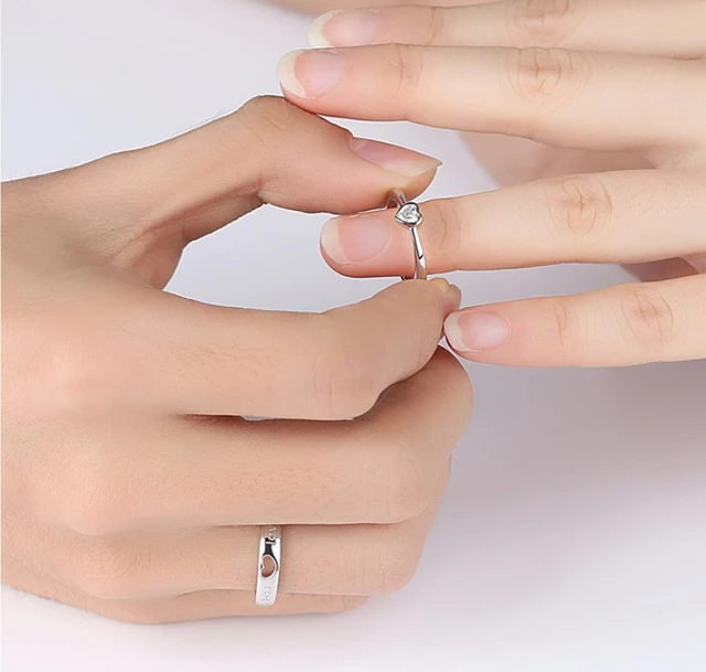 2PCS/Set Couple Rings Love Promise Ring Matching Adjustable Finger Thumb  Jewelry 