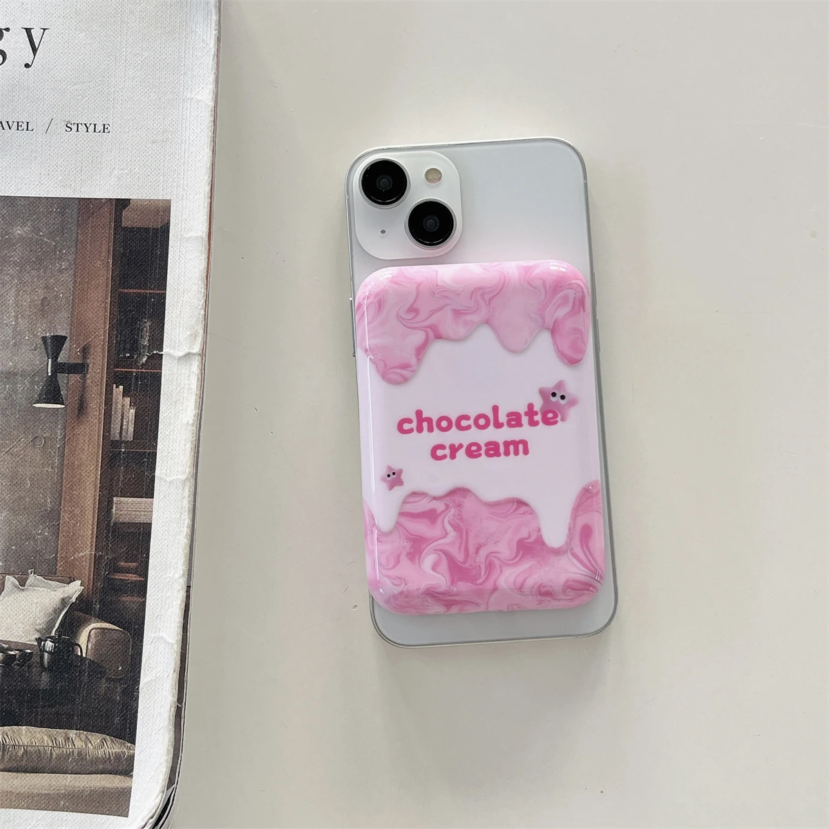 Pink Cream Pattern Case for iPhone External Battery