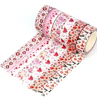 NEW 1PC 10M Decor Cute Flower Hearts and Lips Eco Paper Valentine Washi Tape for Scrapbooking Journaling Masking Tape Stationery 1