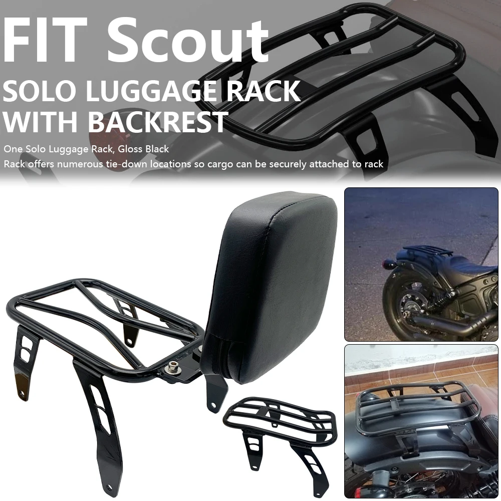 

Motorcycle Rider Solo Seat Luggage Rack With Driver Backrest Sissy Bar For Indian Scout Rogue Sixty Bobber Twenty ABS 2018-2023