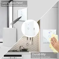 Tuya Wifi Smart Light Switch EU 1/2/3Gang Touch Light Switch No Neutral Wire Wall Light Switches for Alexa Google Voice Control 3