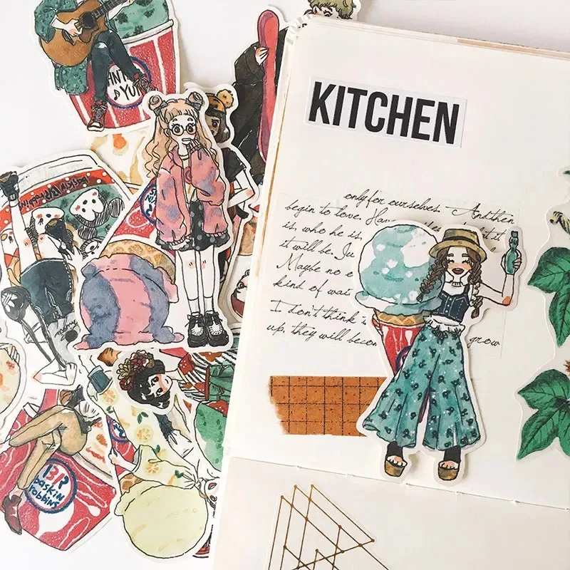 고메 아이스크림 여아 어린이용 종이 스티커, 수제 부기 노트북, 장식 스크랩북, DIY 스티커, 12 개