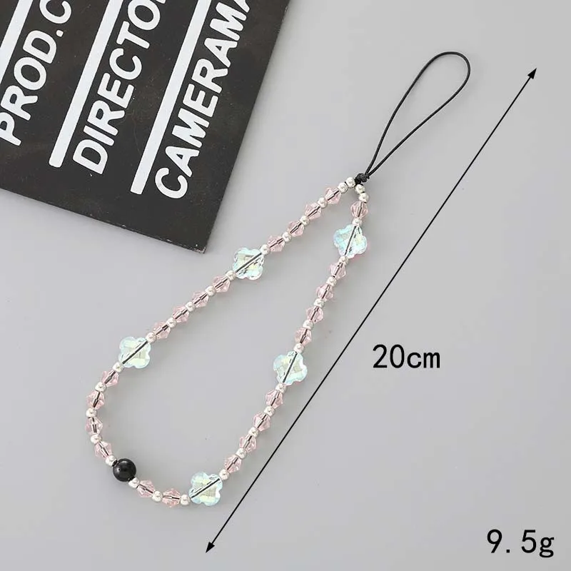 Simple Flower Anti Loss Wrist Strap Phone Case Rope Jewelry for Women Fashion Crystal Love Butterfly Beaded Phone Chain Lanyard