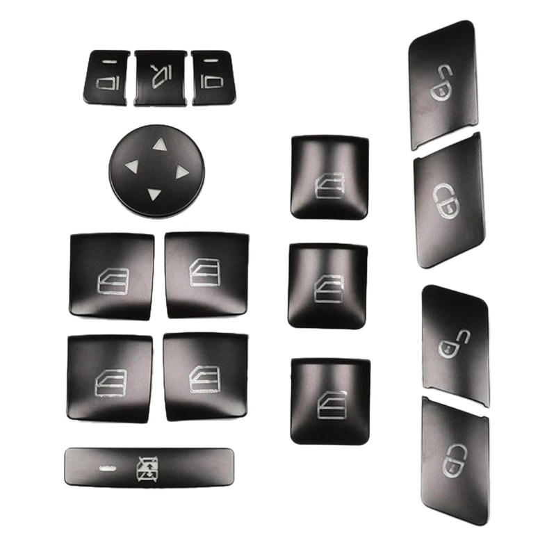 16Pcs Car Door Seat Memory Lock Window Gl Lift Button Cover Sticker Per Mercedes Benz Cla/Gla/Glk/Gle/Cls/Gl/Ml/A/B/E