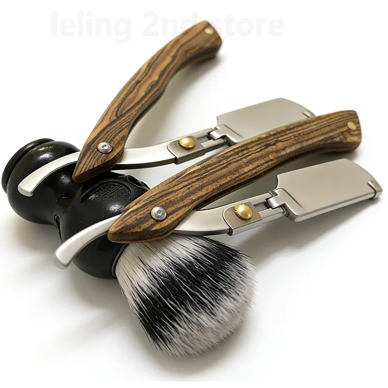 Barbier-Rasiermesser für Männer mit Naturholzgriff, Passend für Doppelklingen, Professionelle und Gründliche Rasur mit Klingen – Detail 23