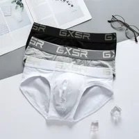 New men's cotton underwear with low waist, breathable and comfortable solid color basic men's briefs 1