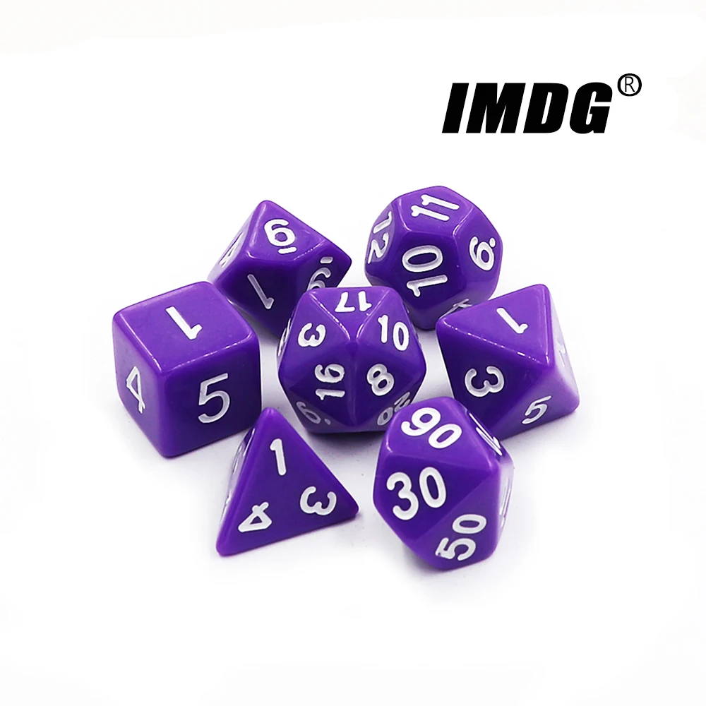 IMDG 7pcs/set RPG Game Dice Polyhedron Acrylic DND Solid Color Multicolor Digital Cubes acrylic dice,game dice,dice set