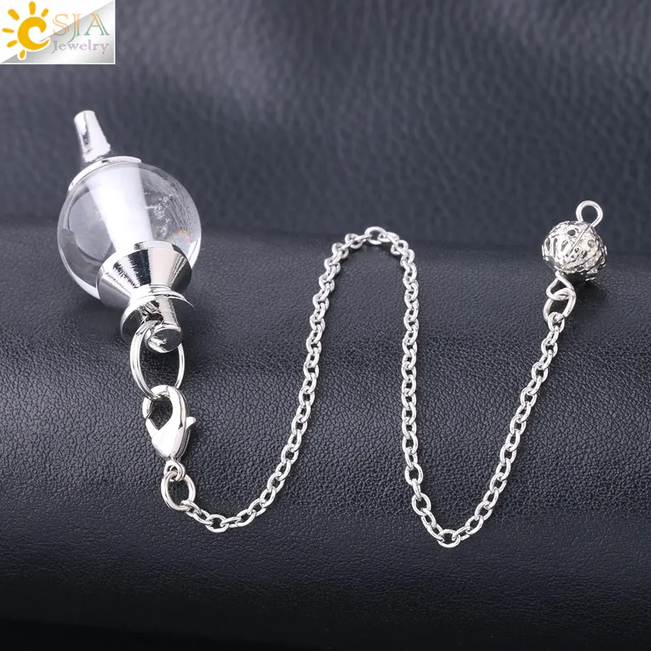 CSJA Shuttle Pendulum for Dowsing Radiesthesia Divination Natural Gem Stone Crystal Quartz Pendants Pendule Pendulos Pendel F269