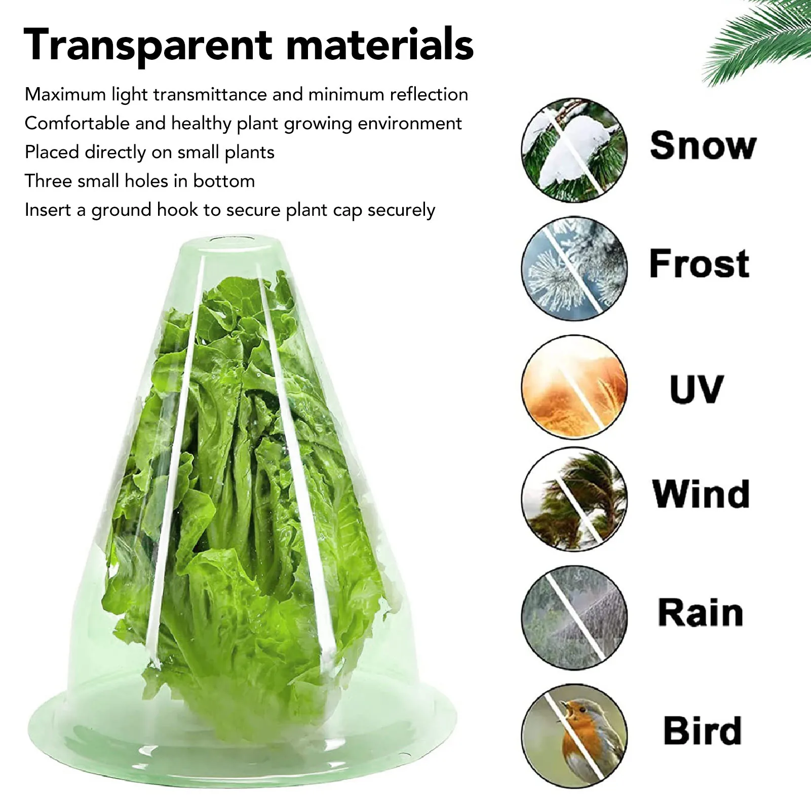 

12Pcs Garden Cloches Plastic Multifunctional Plant Covers Protectors Dome Bell Transparent Jar Prevent Birds Frost