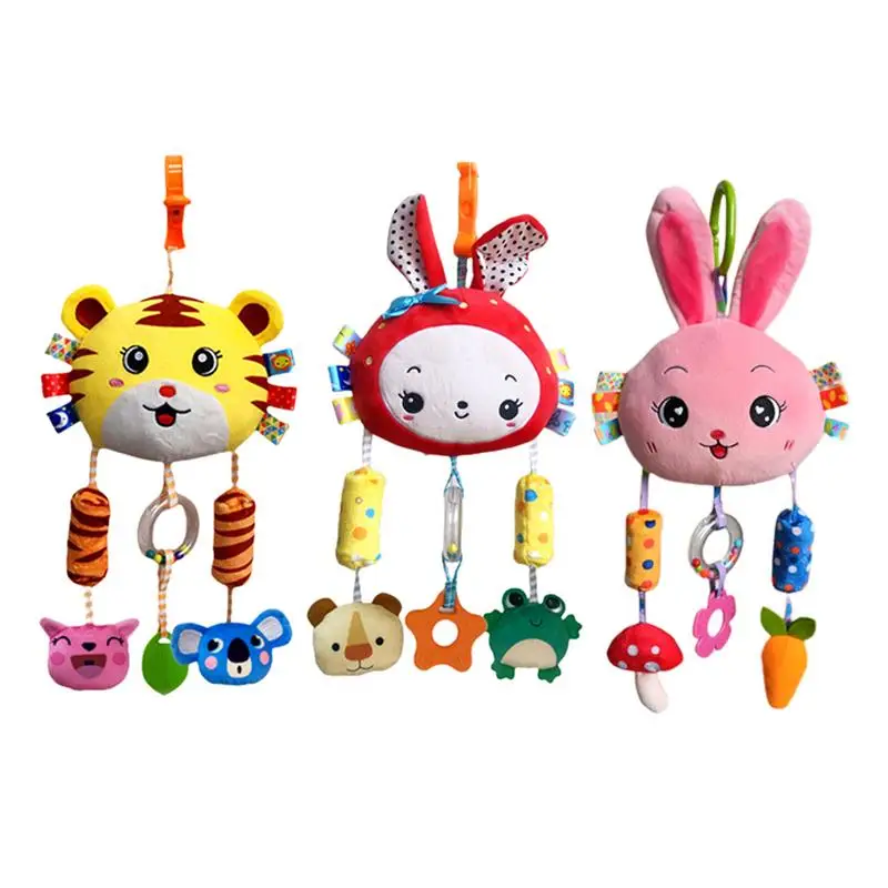 

Newborn Baby Stroller Plush Toys with teether Baby Rattles Mobiles Cartoon Animal Hanging Bell Educational Baby Toys 0-12 Months