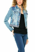  Foreign trade original single Spanish uneven new heavy industry embroidery fashion stitching denim jacket 