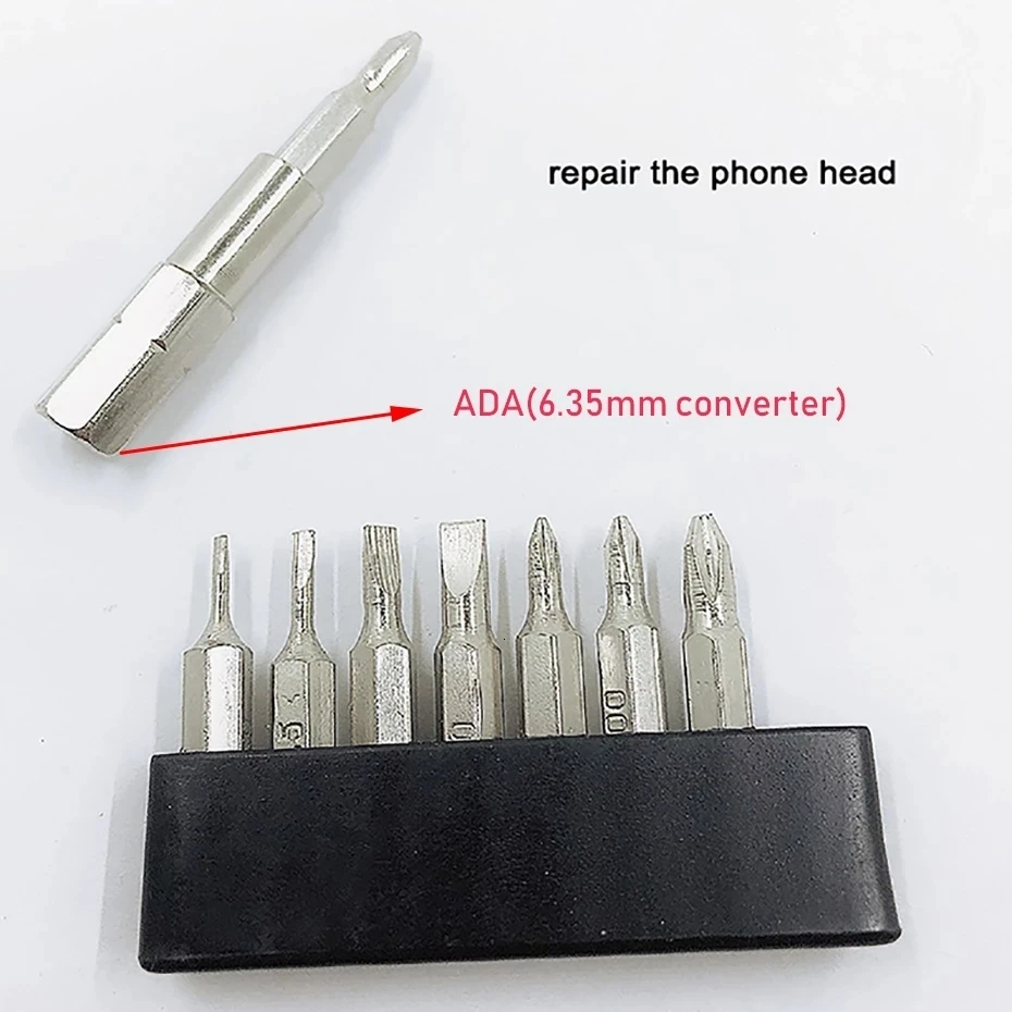 Screwdriver Set 4mm-6.35mm Converter Adapter Slotted Phillips Precision Bits Set Screwdriver Drill Bit Repair Mobile Phone Camera Computer