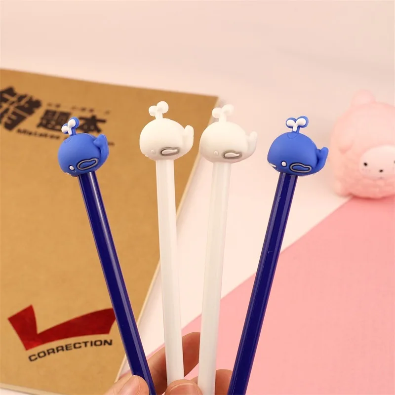 0.5mm Kawaii Soft Rubber Cartoon Cute Whale Gel Ink Pens Cute School Office Writing Supplies Gift Stationery Prizes 3 envelope 6 sheets letter set flamingo whale wedding invitation office for school supplies writing paper envelopes stationery