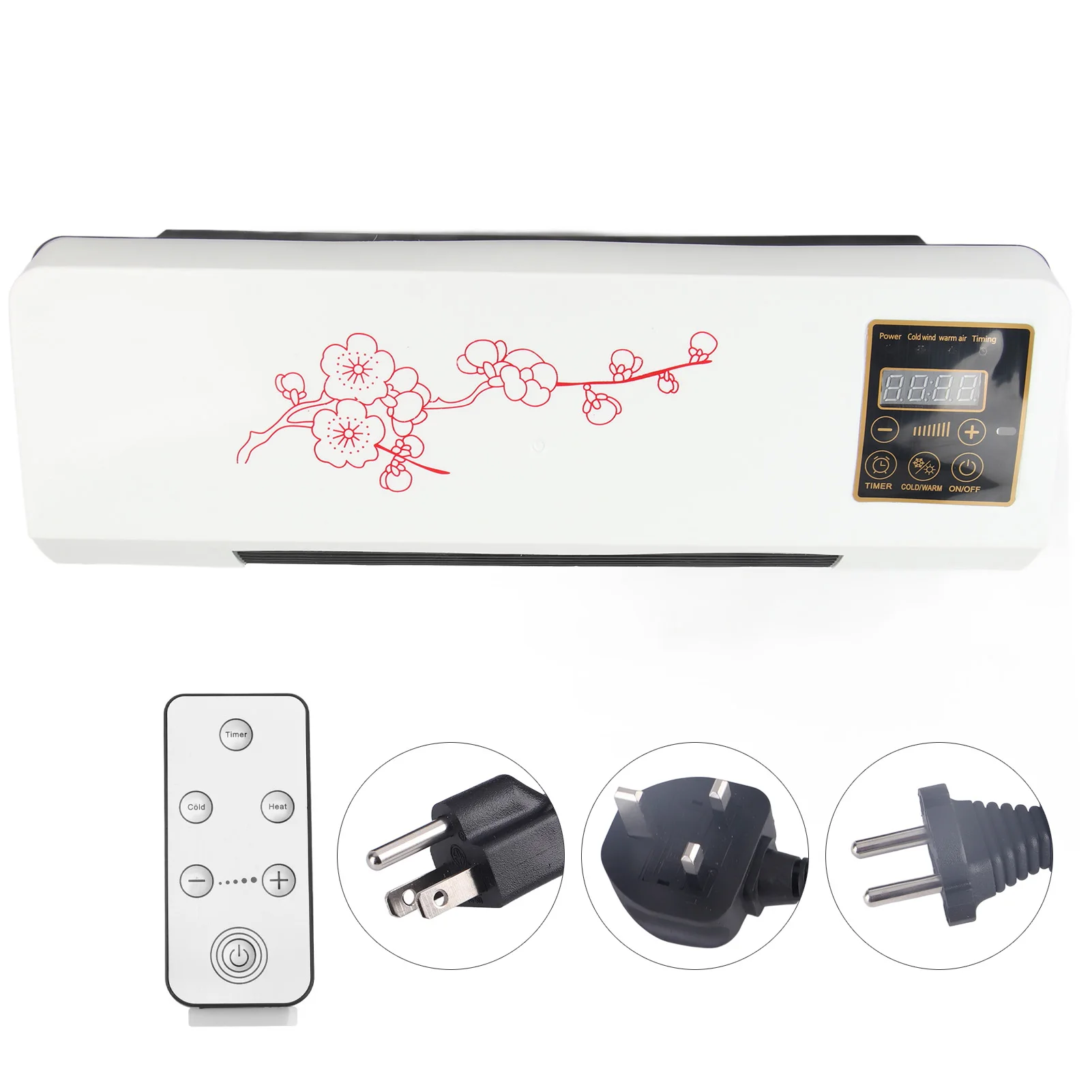 Electric Fan Wall Mount Easy Operation Temperature Protection Timer Heating Fan 5
