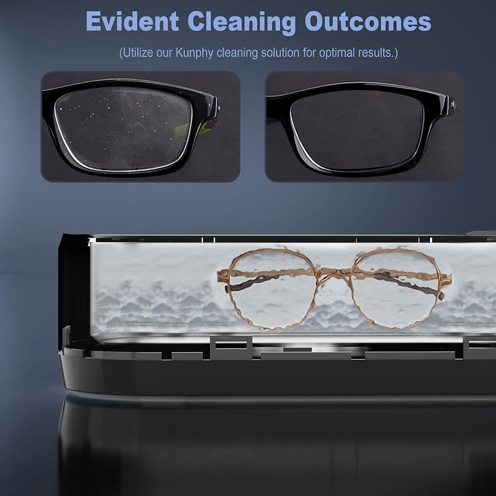 KUNPHY Ultrasonic Jewelry Cleaner 12oz 46KHz Professional Sonic Cleaner with One-Touch Operation Sonic Cleaner for Rings Glasses image 3