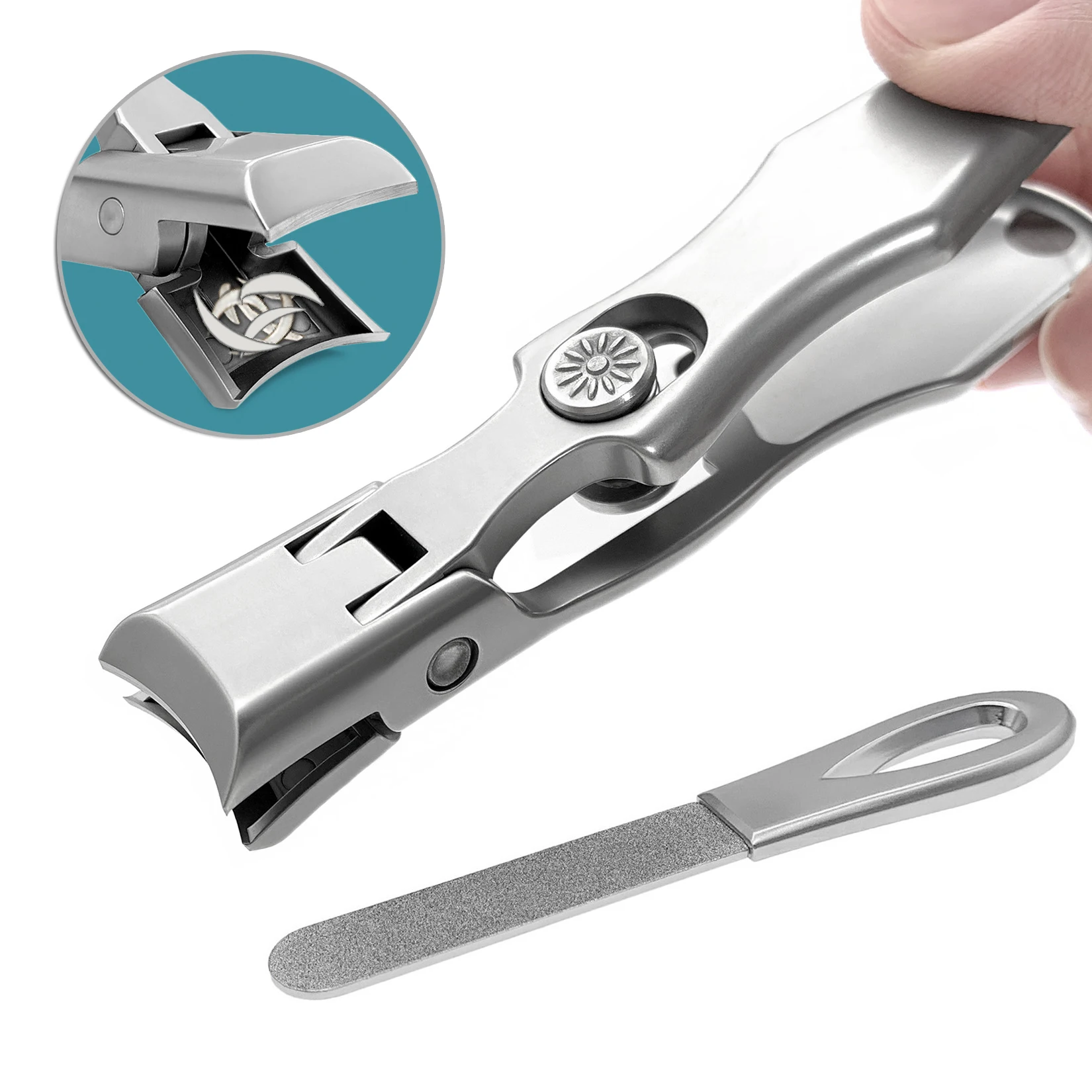 SGNEKOO Angled Head Nail Clippers Wide Jaw Opening for Hard/Thick  Fingernails and Toenails Super Sharp Curved Blades Anti-splash