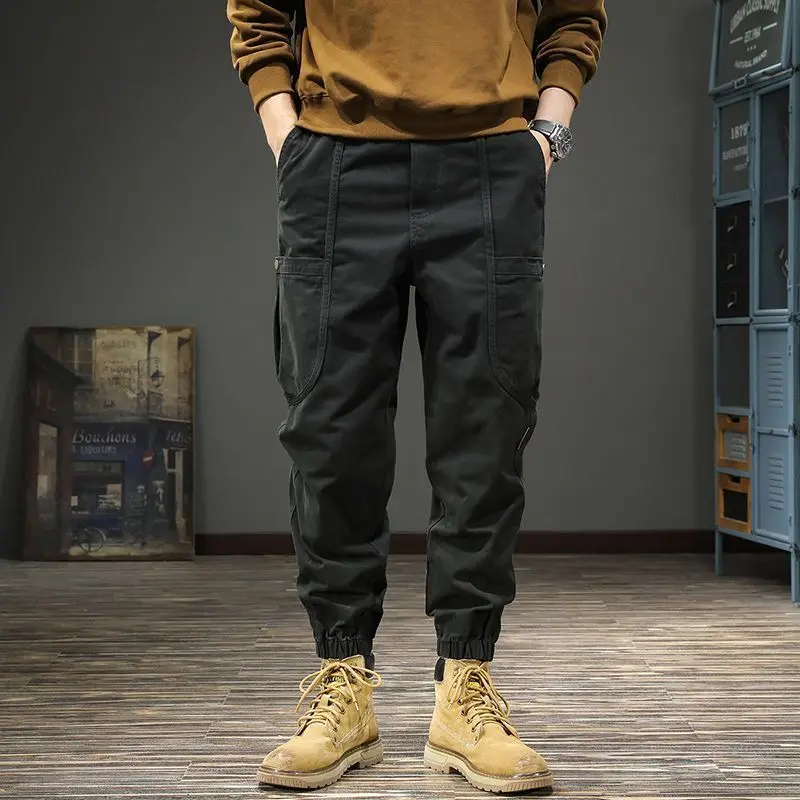 

New Autumn/Winter Fashion Brand Spliced Workwear Harun Multi Pocket Loose and Versatile Handsome Men's Sports and Casual Pants