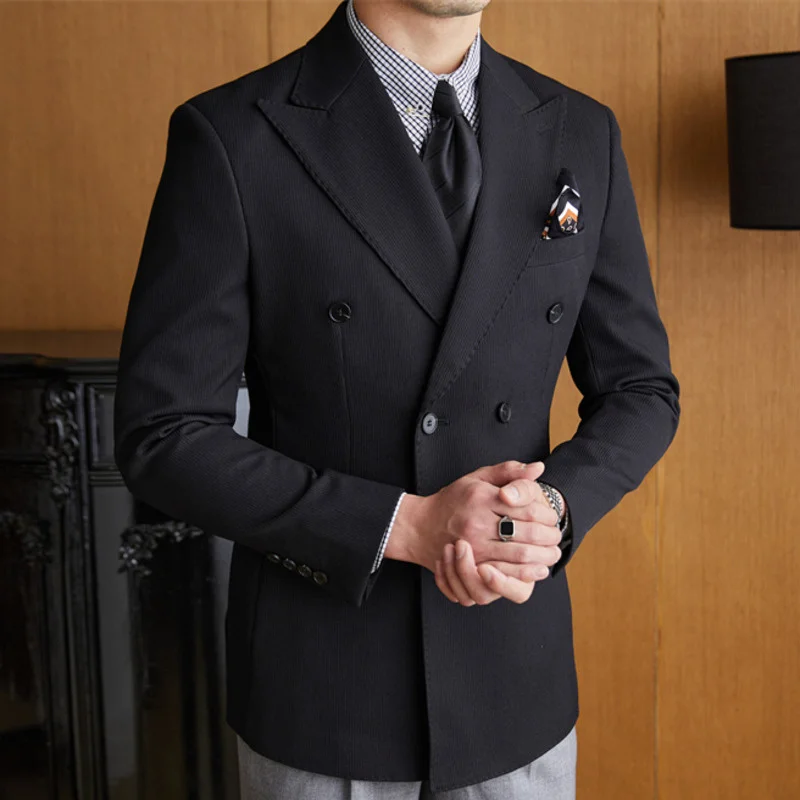 High Quality Double Breasted Dress Suit 2 Pieces Wedding Suit For Men Business Formal Casual Office Work Party Prom Costume