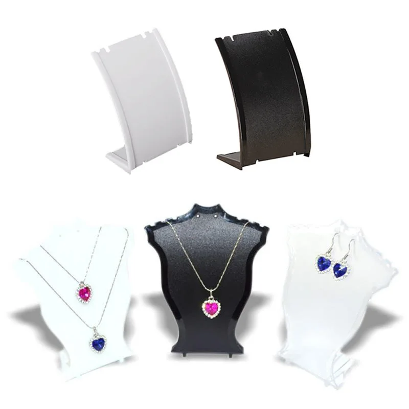 블랙, 화이트, 투명 멀티 목걸이 펜던트, 플라스틱 디스플레이 스탠드, 귀걸이 스터드 디스플레이 랙, 보석 보관 정리함
