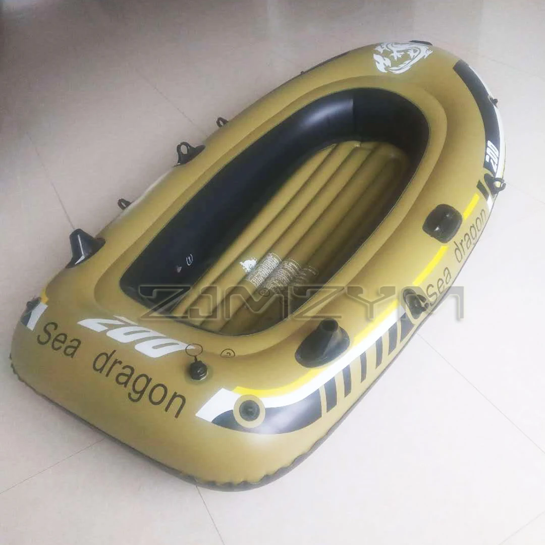2 Adult+ 1 Child Inflatable Fishing Boat PVC Rowing Boats Carry Weight 230KG Hand Pump Water Entertainment Supply