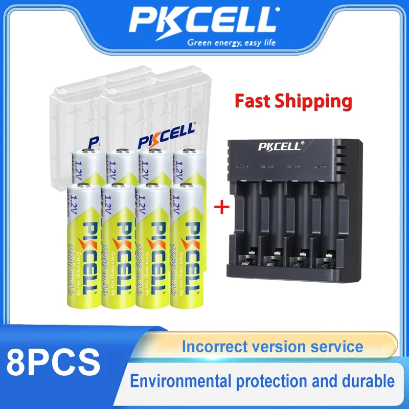 

PKCELL Original 1.2V 1000mAh NI-MH AAA Rechargeable Batteries with NIMH 8146 Battery Charger for Flashlight Toys Alarm Clocks