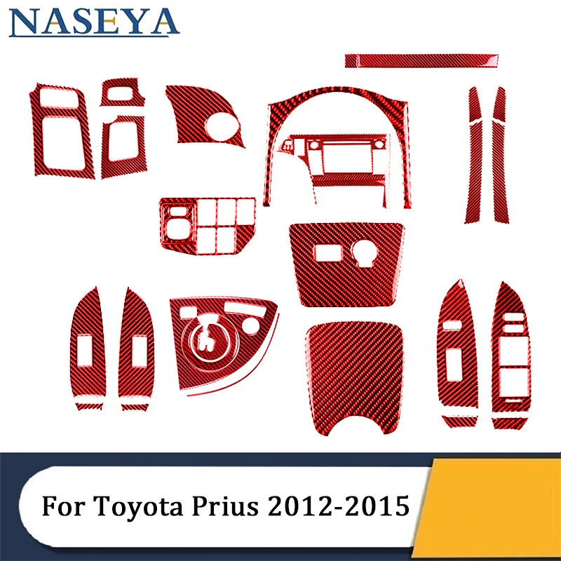 

Красные наклейки из углеродного волокна, Накладка для Toyota Prius 2012, 2013, 2014, 2015, молдинги для салона автомобиля, декоративные аксессуары