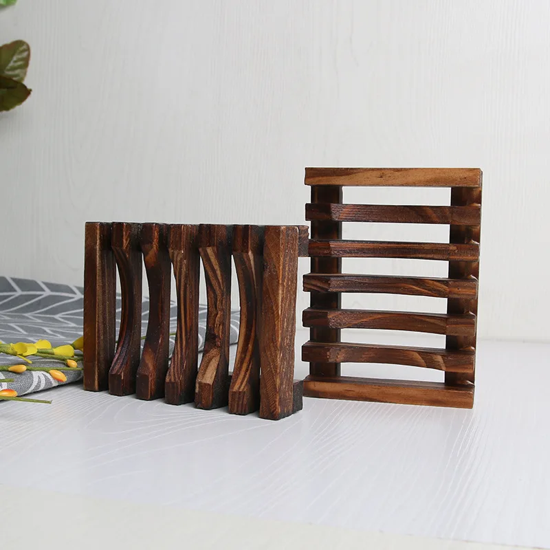 Soap Holder Soap Box Natural Wooden Bath Creative Fashion Tray Wooden Prevent Mildew Drain Box Kitchen Bathroom Washroom Tools soap holder