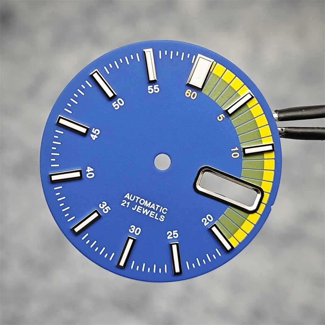 28.5mm Watch Dial Green Luminous Watch Face Modified Diving Dial for NH35/4R35 Movement Replacement Parts Accessories watch face accessories watch dial accessories
