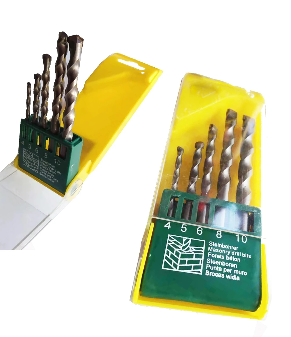 

5Pcs /box masonry drills bit set carbide tip for Masonry tile Concrete Brick Stone Drillling 4-10mm with Box