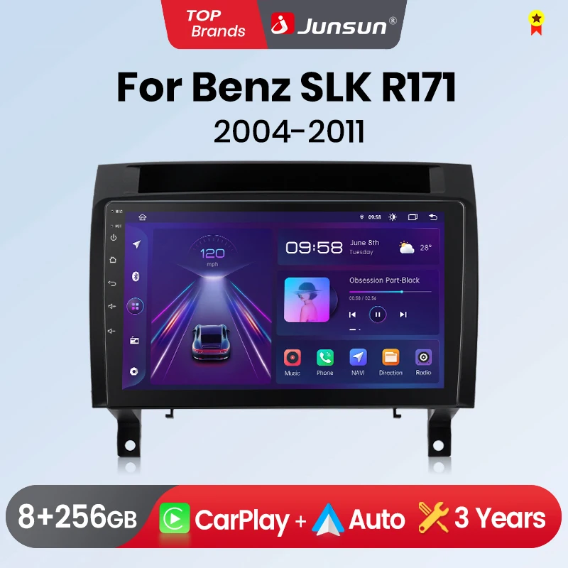 Junsun Wireless CarPlay Android Auto Car Radio For Mercedes Benz Class R171 2004-2011 SLK GPS Multimedia 2din System