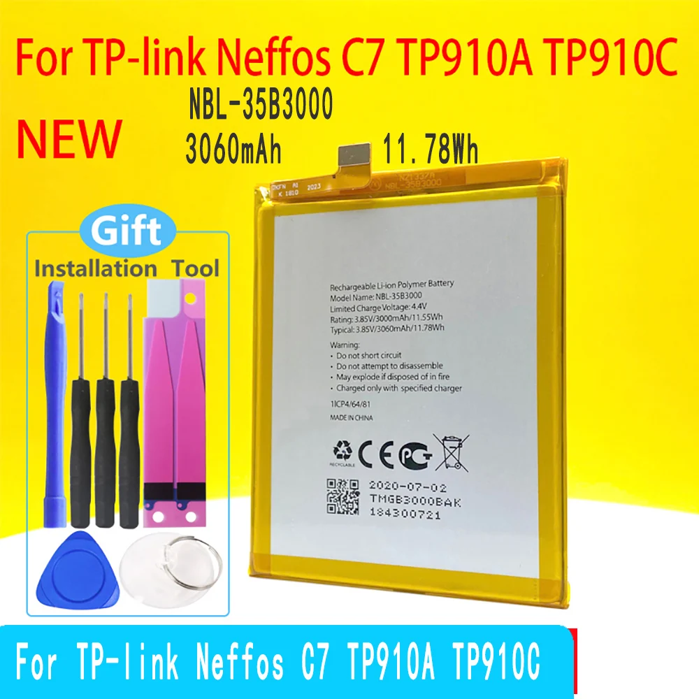 

новый элемент NBL - 35B3000 3060 mAh для TP link Neffos C7 TP910A TP910C мобильный телефон