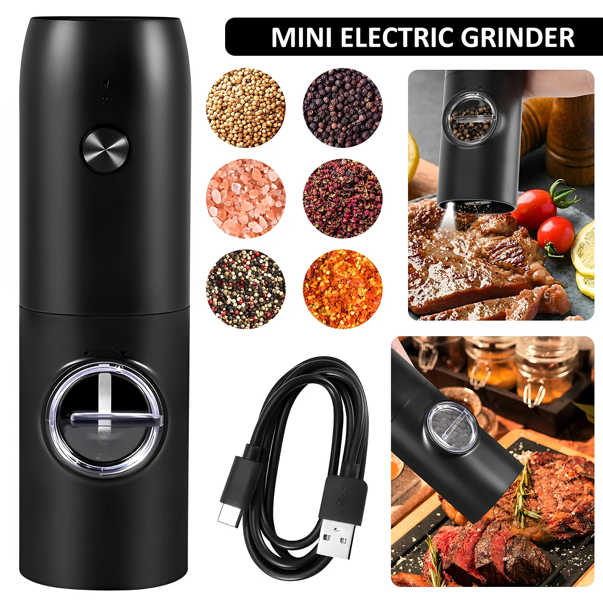 Electric Pepper And Salt Grinder Refillable Pepper And Salt Mill With ...