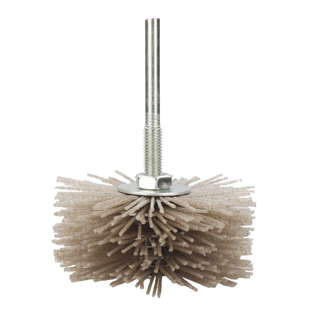 4 Stück 80 mm Bohrer Schleifdraht Schleifscheibe Nylonborsten Polierbürste für Holzmöbel Mahagoni-Finish – Detail 9
