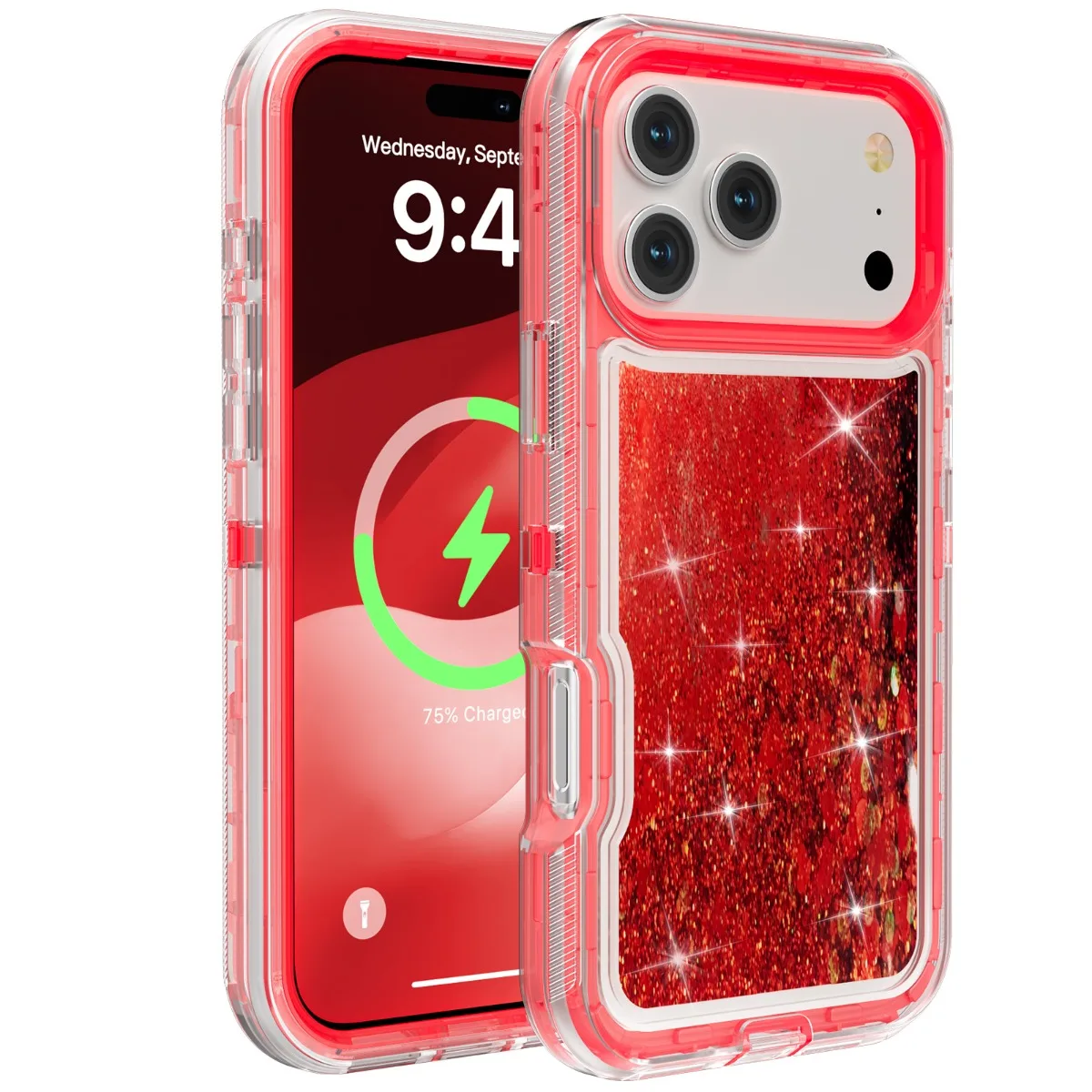 Elegant Glitter Quicksand Heavy Duty Phone Case - 3 in 1 Military Grade Shockproof Protection