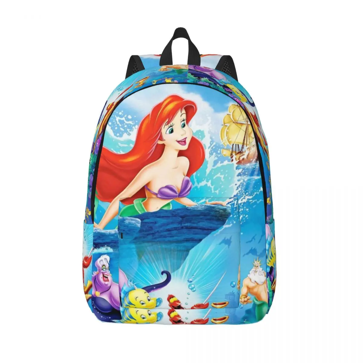 thumbnail image 1 of Custom 3D Print Little Mermaid Ariel Canvas Backpack for Girls Boys College School Travel Bags Bookbag Fits 15 Inch Laptop, 1 of 5