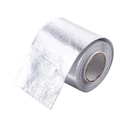 Heat Shield Self - Adhesive Fiberglass Tape - Retardant Exhaust Pipe Protection Wrap (Silver)