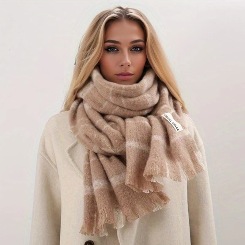 

Thick Blanket Plaid Print Scarf Women Winter Cashmere Warm Design Pashmina Shawls Lady Wraps Stoles Female Bufanda 2022