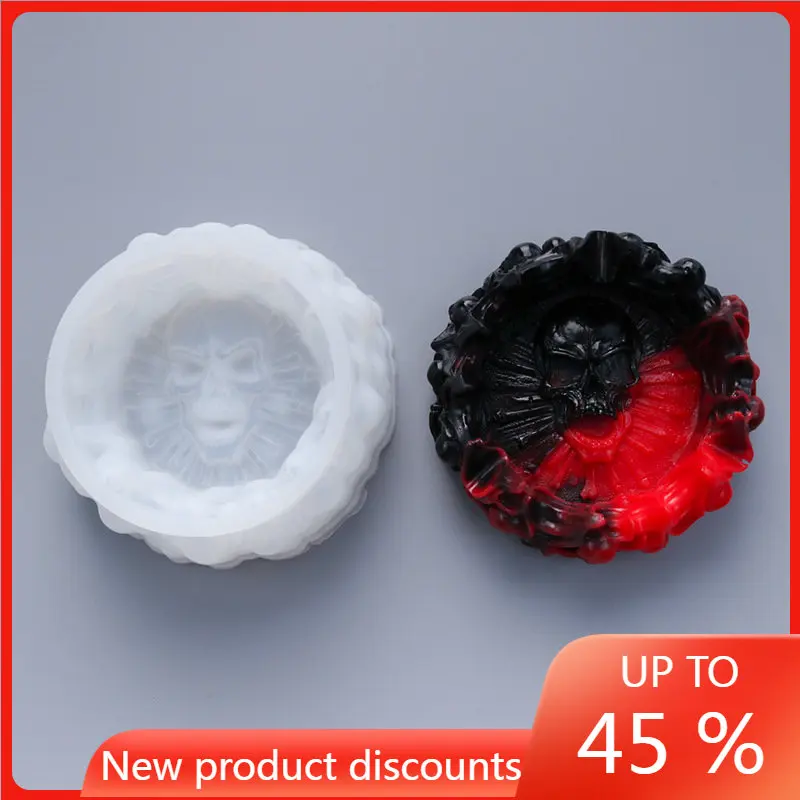 

Diy Handmade Skull Crystal Gel Dripping Silicone Mold New Skull Ashtray Silicone Mold High Mirror Home Decoration
