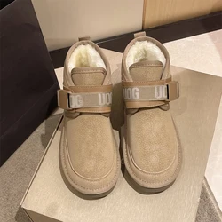 Fashion Snow Boots Women Flats Cotton Shoes Winter Plush Warm Thick Bread Vamp Snow Boots Chelsea Ankle Boots