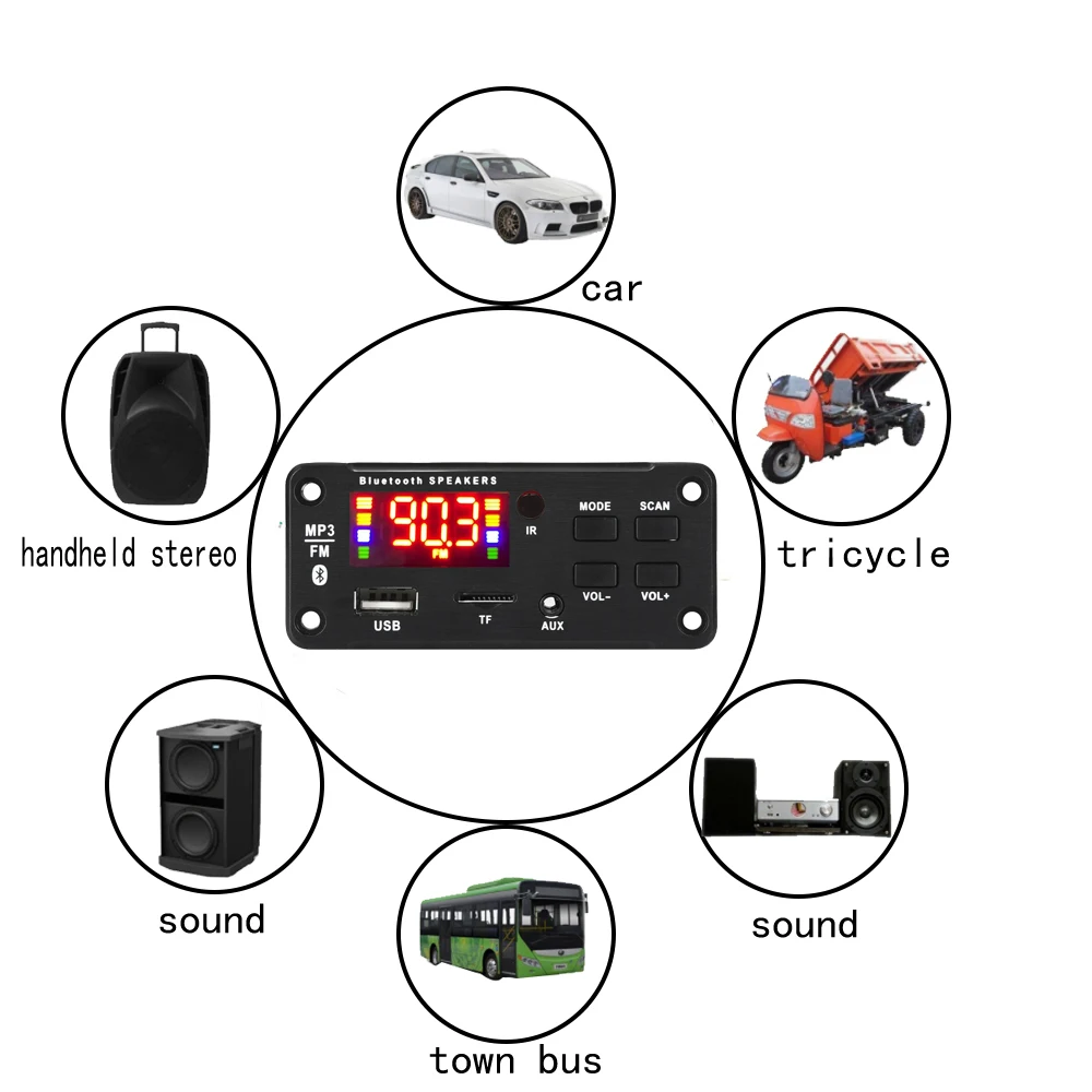 Wireless Bluetooth MP3 WMA Decoder Board Audio Module Music Player Support USB TF AUX FM Audio Radio Module For Car Accessories