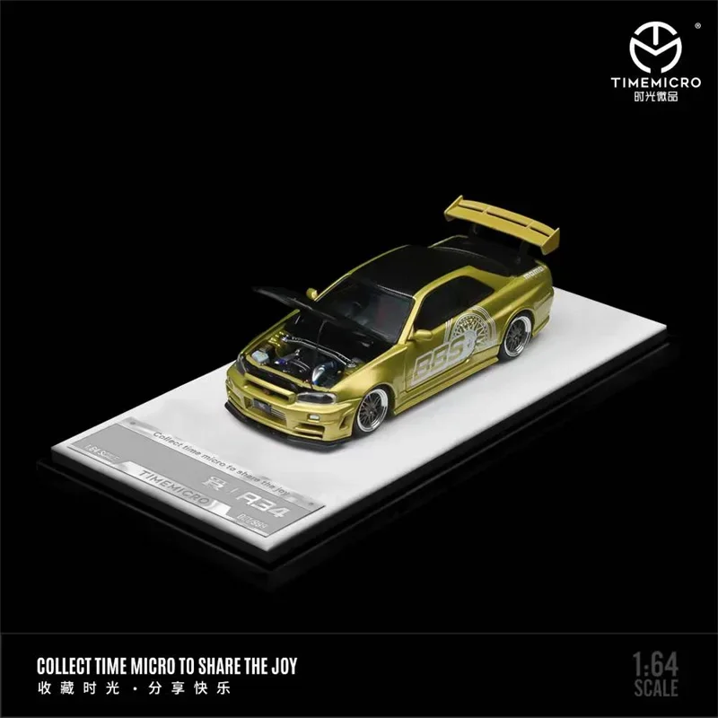 

Time Micro 1:64 GTR R34 Темно-Золотые BBS/синие серебряные литые модели автомобилей