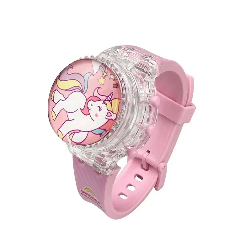 Fashion Creative Gyro Turntable Unicorn Light up Watch Students Watch Colorful Horse Light up Electronic Display 3