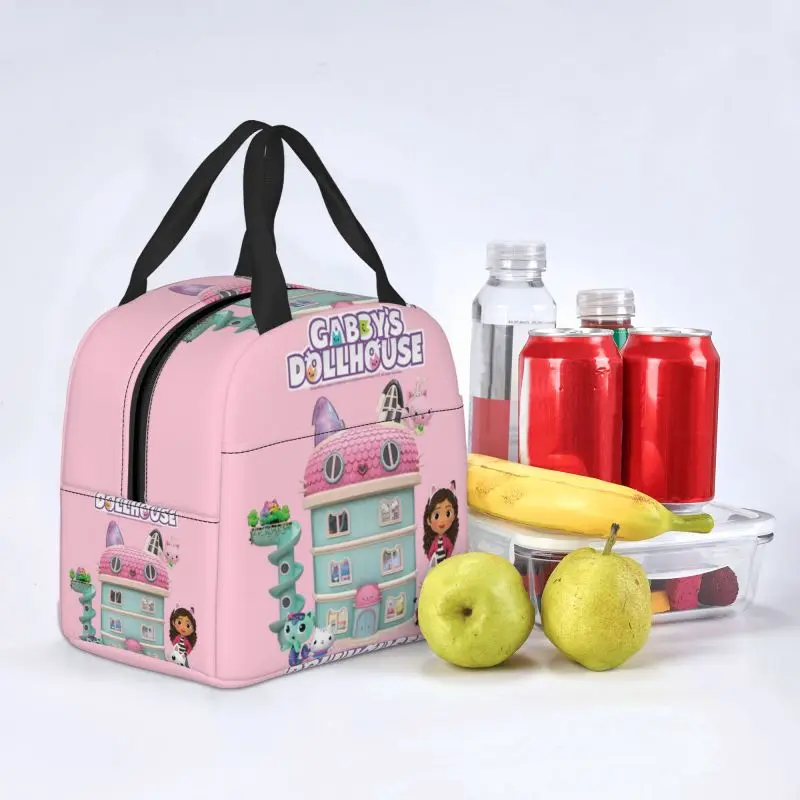 Lunch Tote Bag Bento Box Thermal Cooler for Gabbys Dollhouse Mercat Cat Women