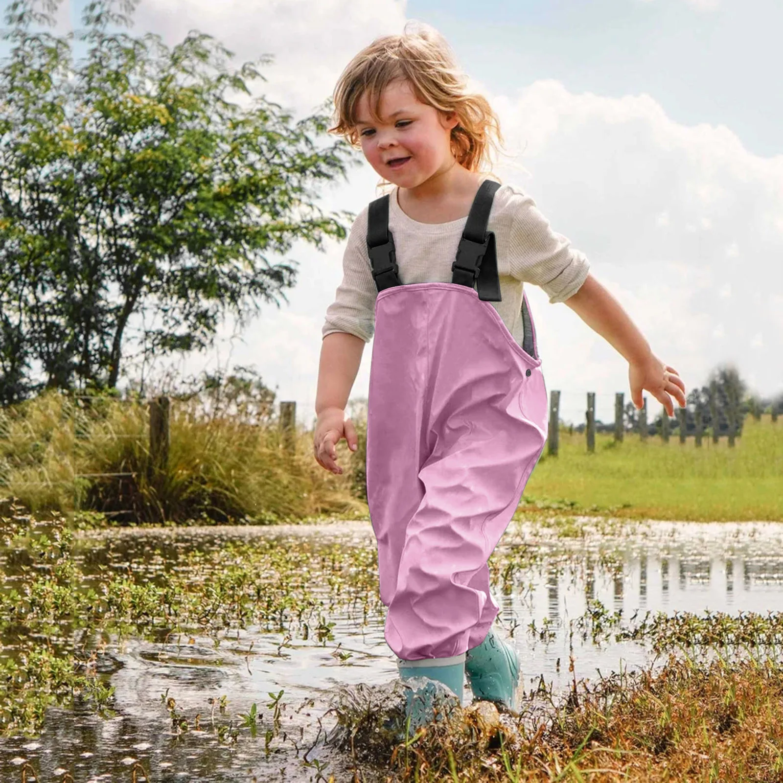 Waterproof Baby Girls Boys PU Rain Pants Breathable Trousers Single Layer Children Outerwear Kids Outfits For 1-8 Years Old