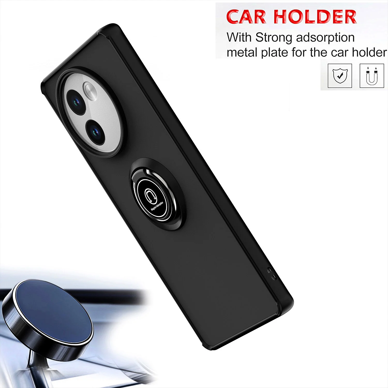 Armor Matte Case with Ring Magnetic Holder Stand - Shockproof and Stylish Protective Cover